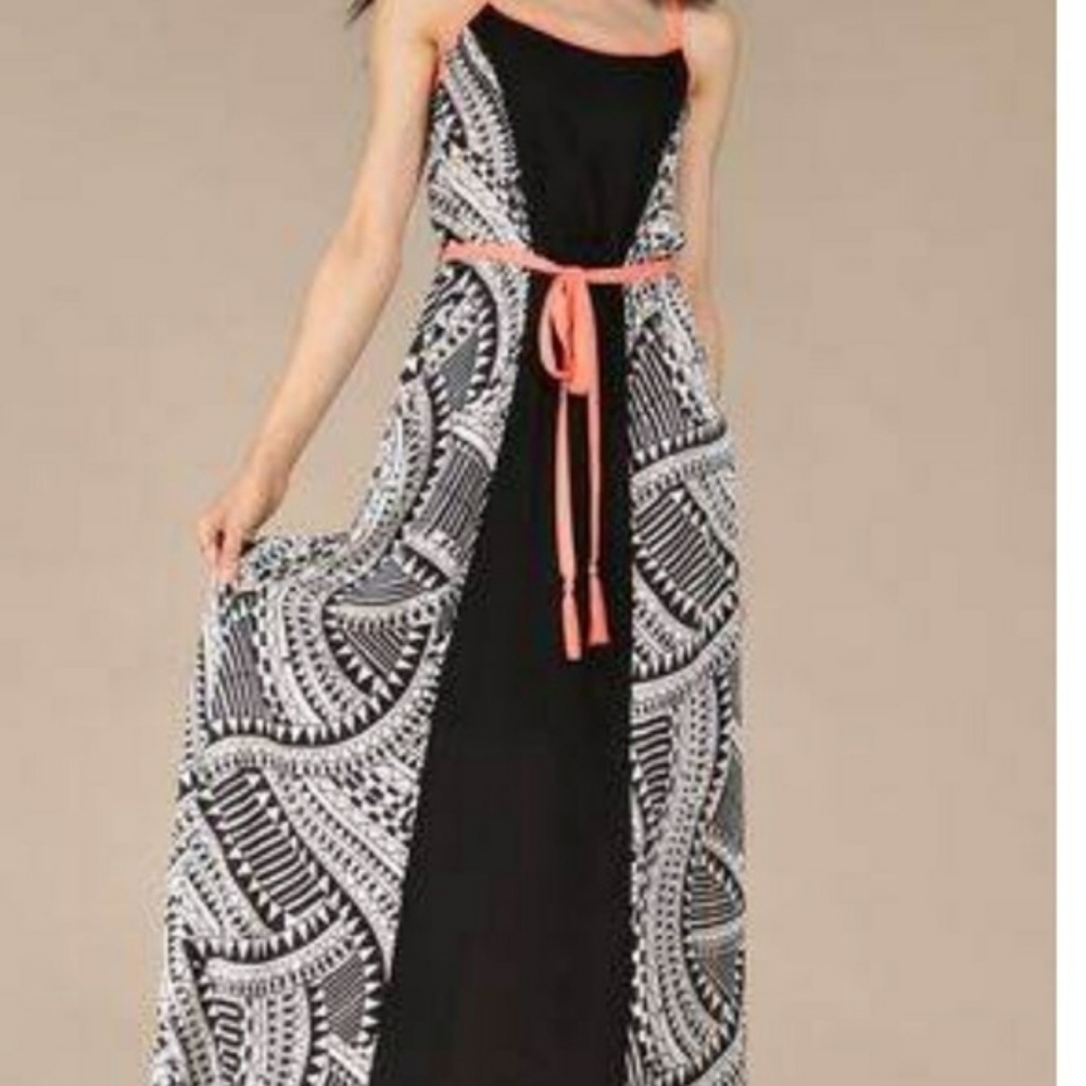 NWT Sheer long dress Black white swimsuit cover summer maxi tank medium small - Picture 2 of 4